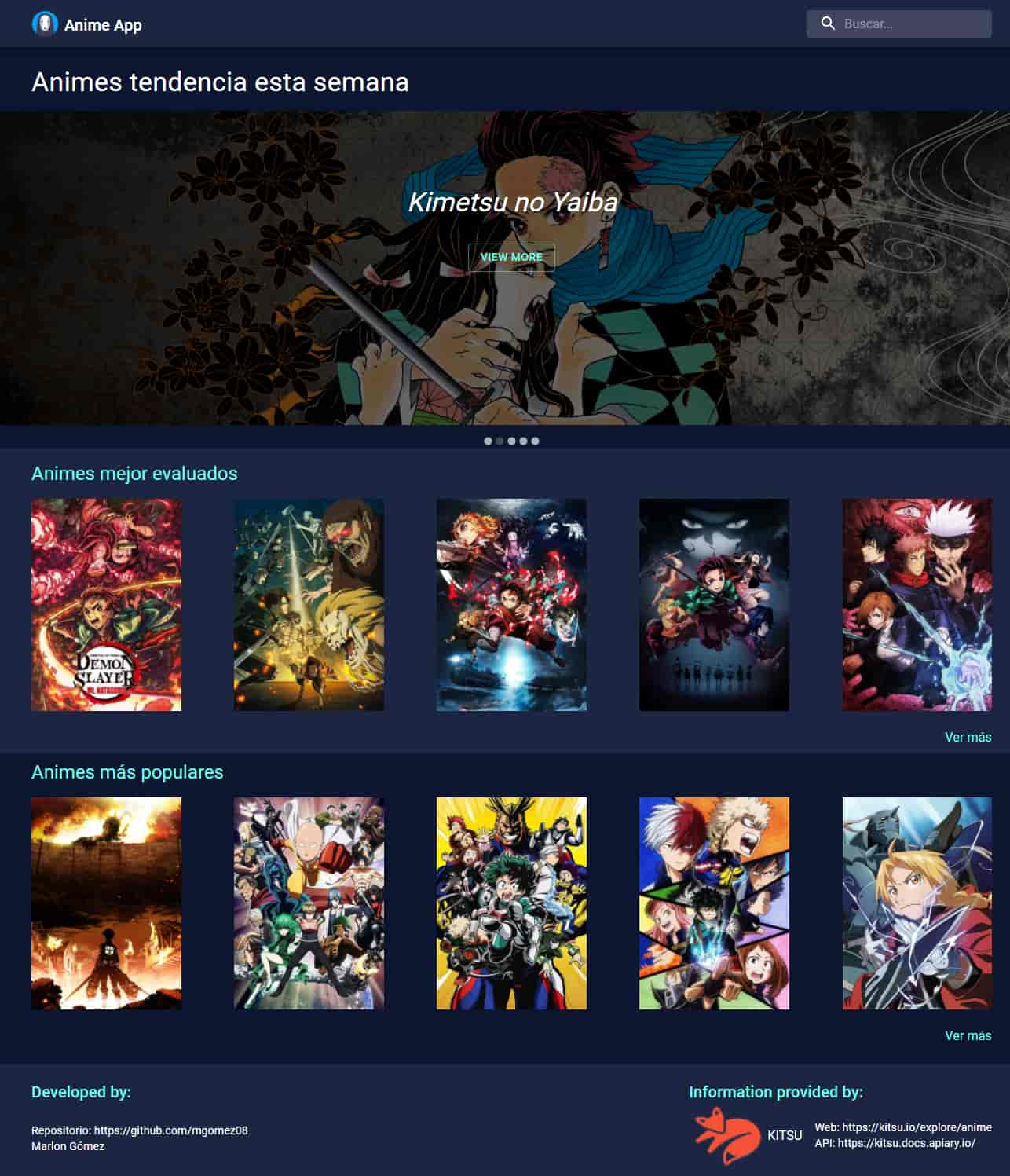Preview del Proyecto Anime app